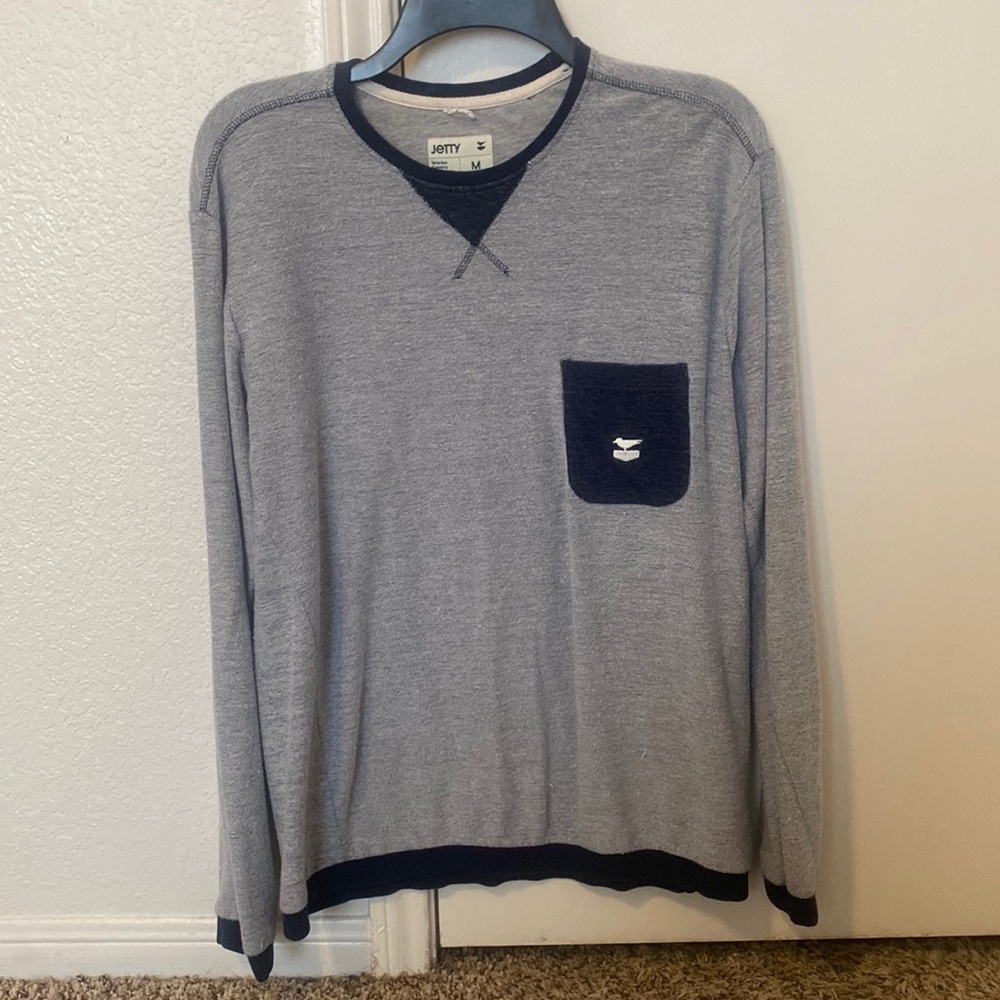 Jetty Marine Supply Company Navy/Gray Crewneck With Pocket Medium